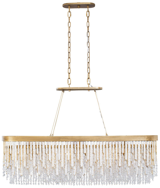 Varaluz Lafayette 48" Wide 6-Light Havana Gold Crystal Linear Pendant