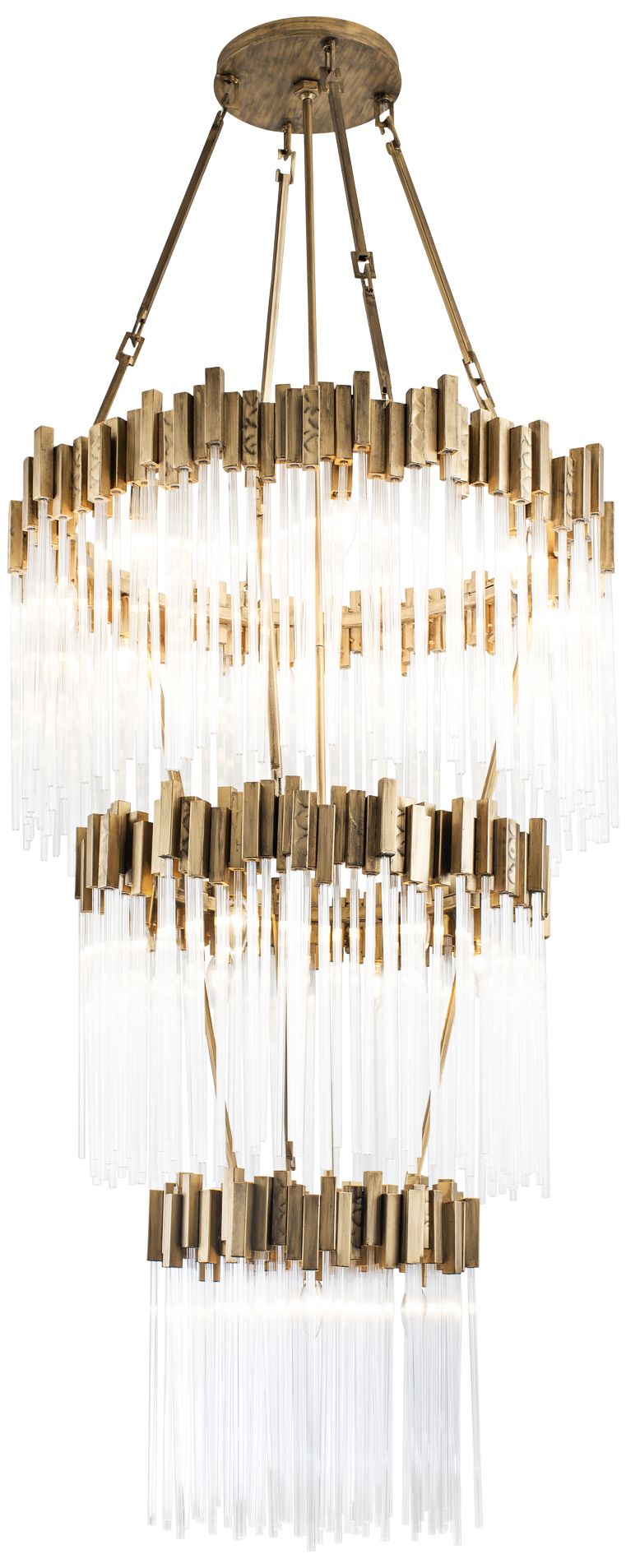 Varaluz Matrix 30"W Havana Gold and Fluted Glass Chandelier