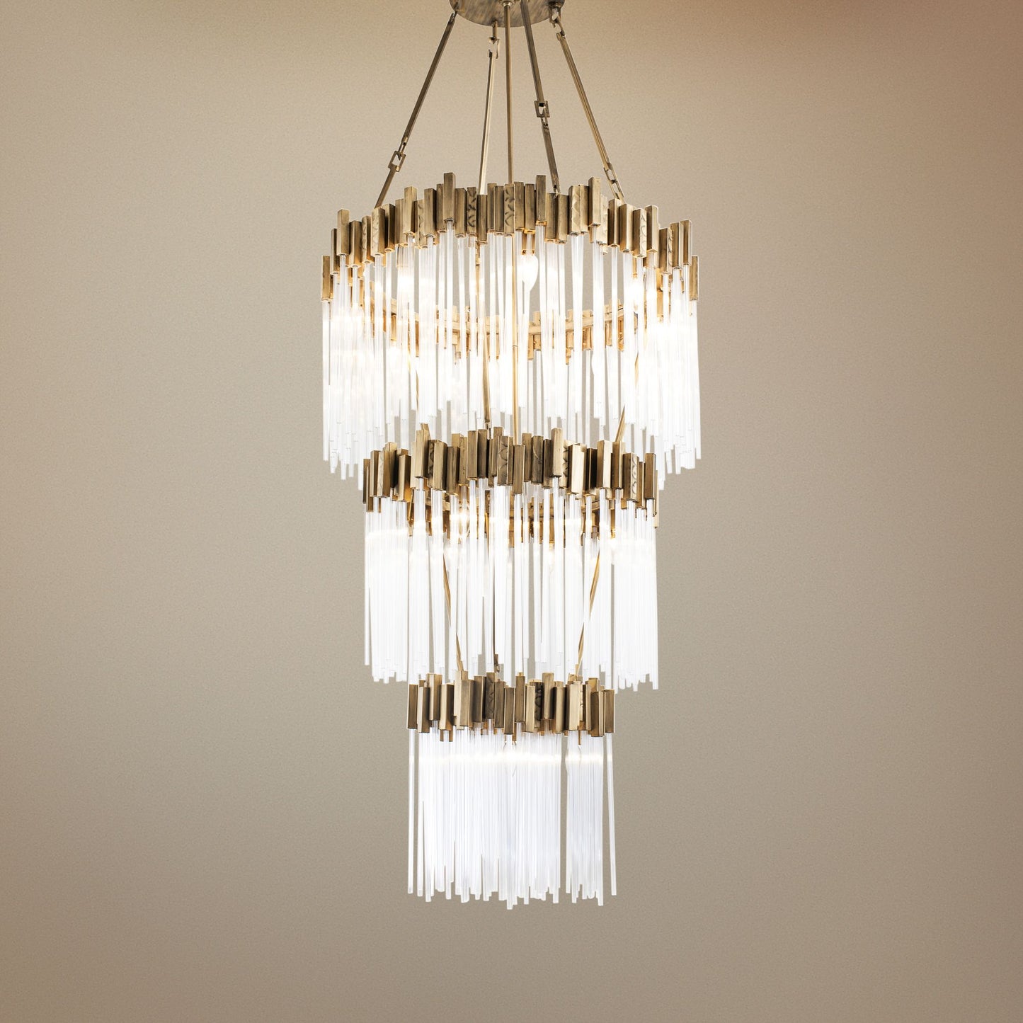 Varaluz Matrix 30"W Havana Gold and Fluted Glass Chandelier