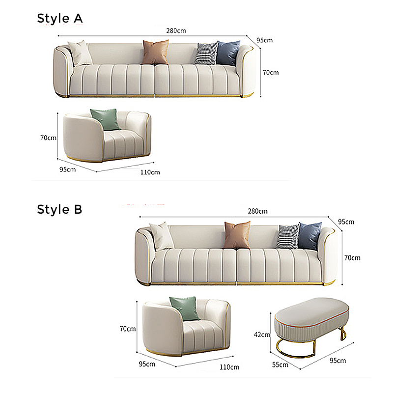 Modern White Luxury Leather Sectional Sofa with Pine Wood Frame