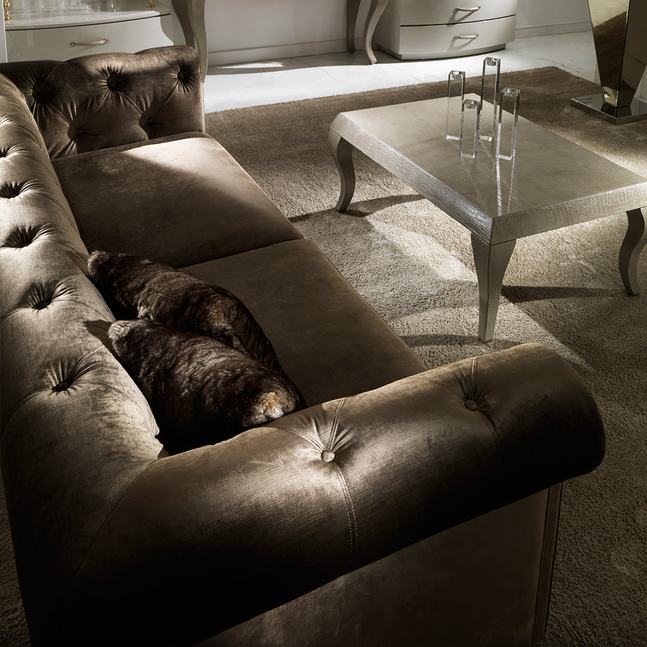 Luxury Classic Italian Chocolate Brown Velvet Sofa