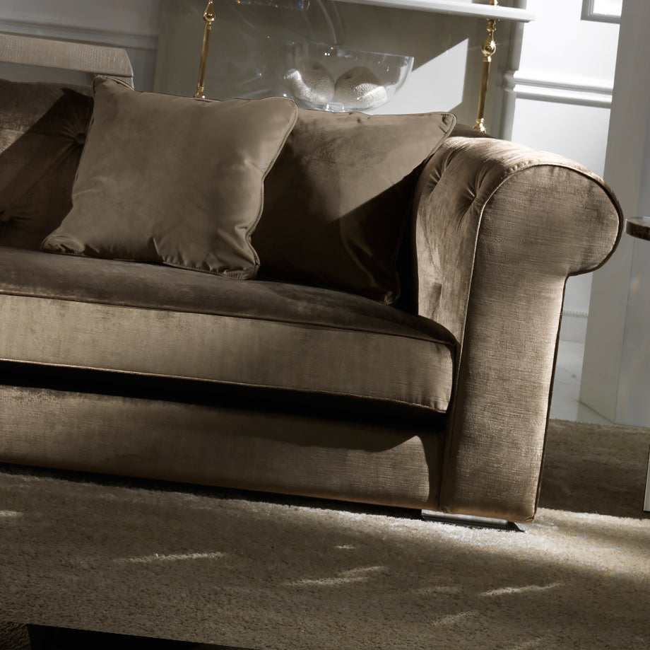 Luxury Classic Italian Chocolate Brown Velvet Sofa