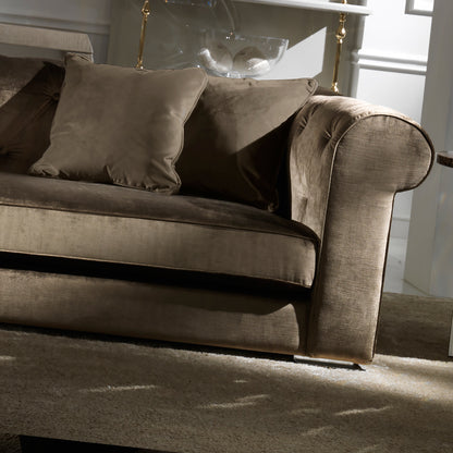 Luxury Classic Italian Chocolate Brown Velvet Sofa