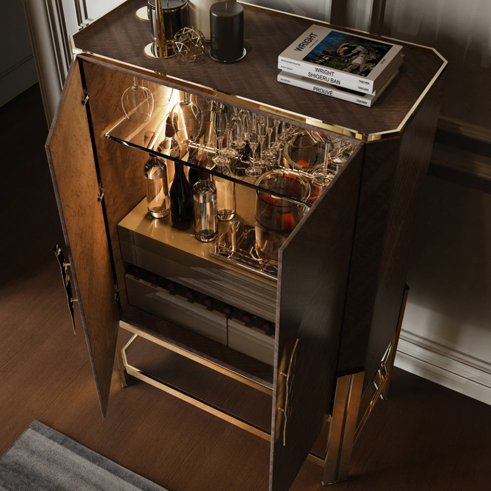 Veneer Drinks Cabinet With Feather Handle