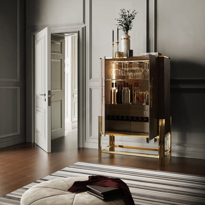 Veneer Drinks Cabinet With Feather Handle