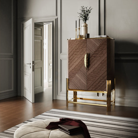 Veneer Drinks Cabinet With Feather Handle