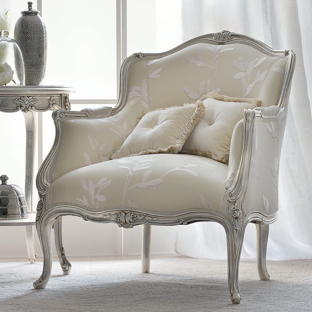 Venetian Style Silver Italian Armchair