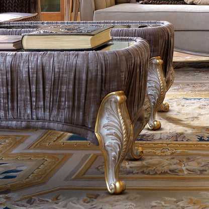 Venetian Style Upholstered Mirrored Coffee Table