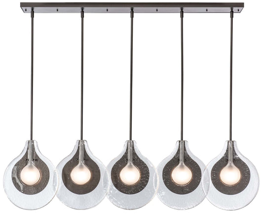 Veneto 53.4"W 5-Light Oiled Bronze Linear Pendant W/ Clear Frosted Sha