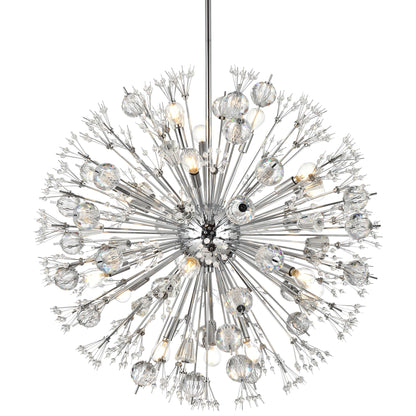 Vera 32" Wide Chrome Iron Crystal 18-Light Starburst Pendant