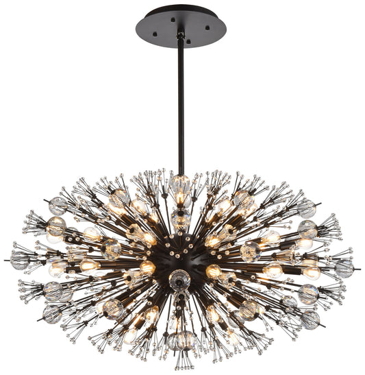 Vera 42" Crystal Starburst Oval Pendant In Black