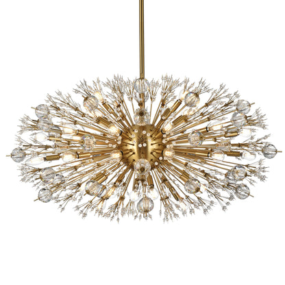 Vera 42" Wide Gold Metal 38-Light Starburst Oval Pendant