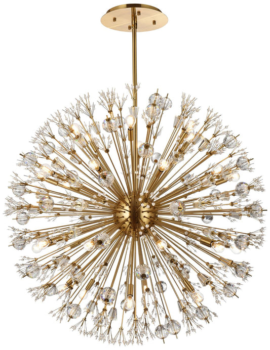 Vera 44" Crystal Starburst Round Pendant In Gold