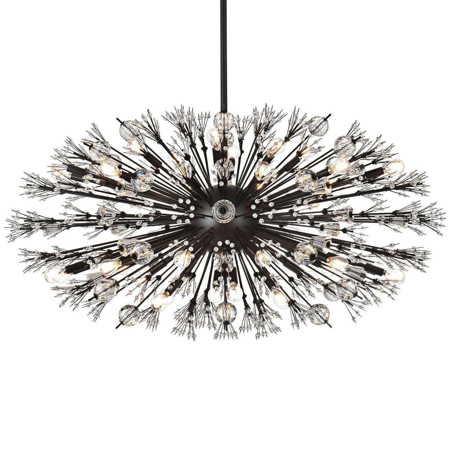 Vera 48" Crystal Starburst Oval Pendant In Black