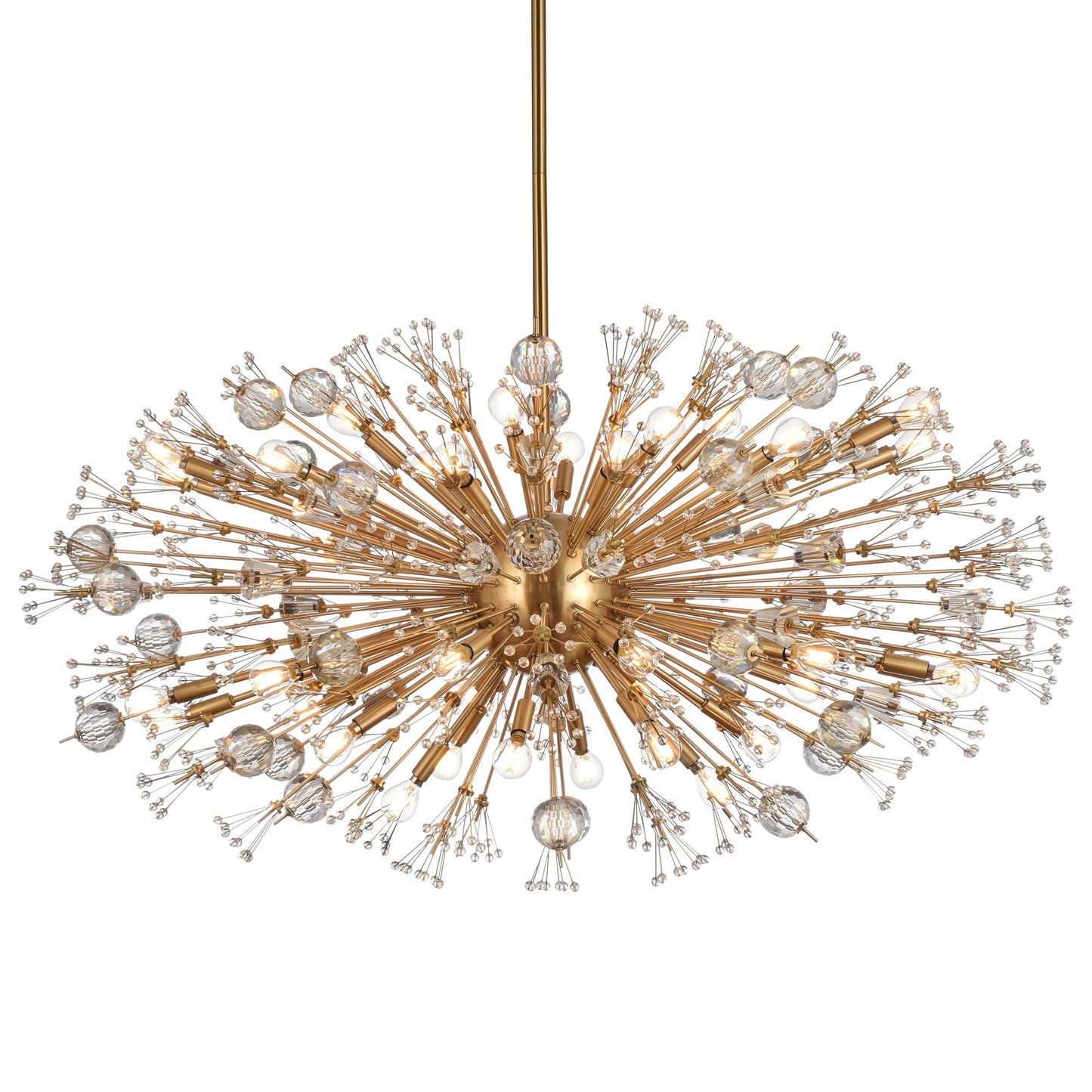 Vera 48" Crystal Starburst Oval Pendant In Gold