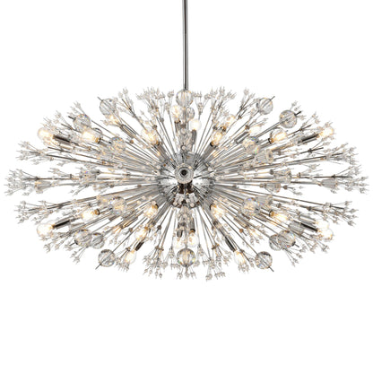 Vera 48" Wide Chrome Metal 38-Light Starburst Oval Pendant