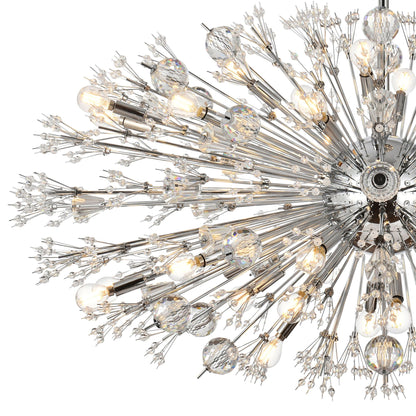 Vera 48" Wide Chrome Metal 38-Light Starburst Oval Pendant