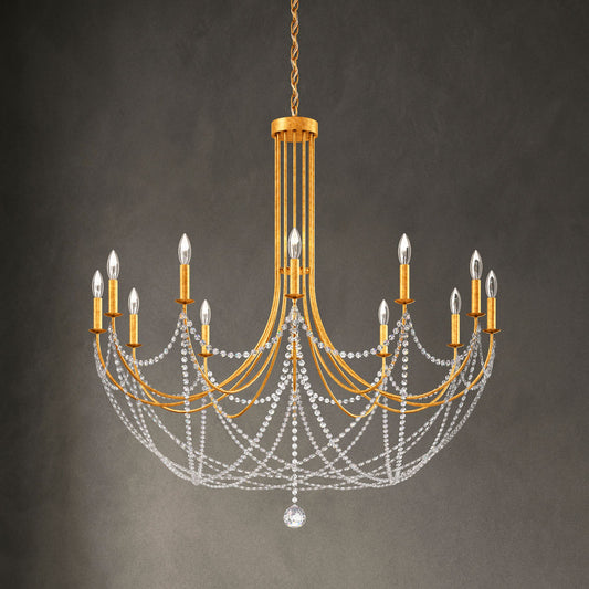 Verdana 42.5"H x 43"W 12-Light Crystal Chandelier in Heirloom Gol