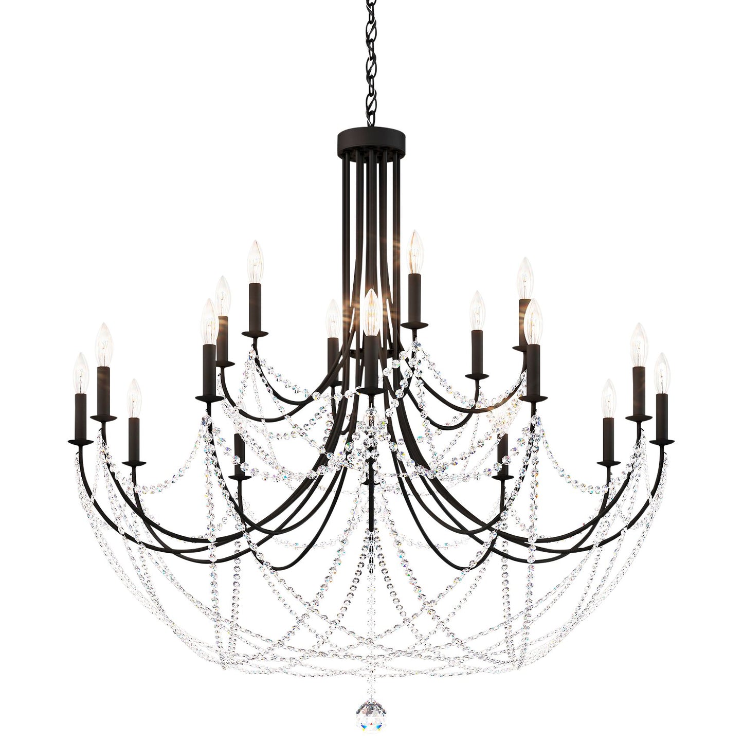 Verdana 42.5"H x 43"W 18-Light Crystal Chandelier in Black