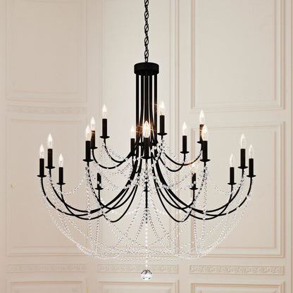 Verdana 42.5"H x 43"W 18-Light Crystal Chandelier in Black