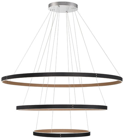 Verdura 60" Wide Matte Black 3-Tier LED Chandelier