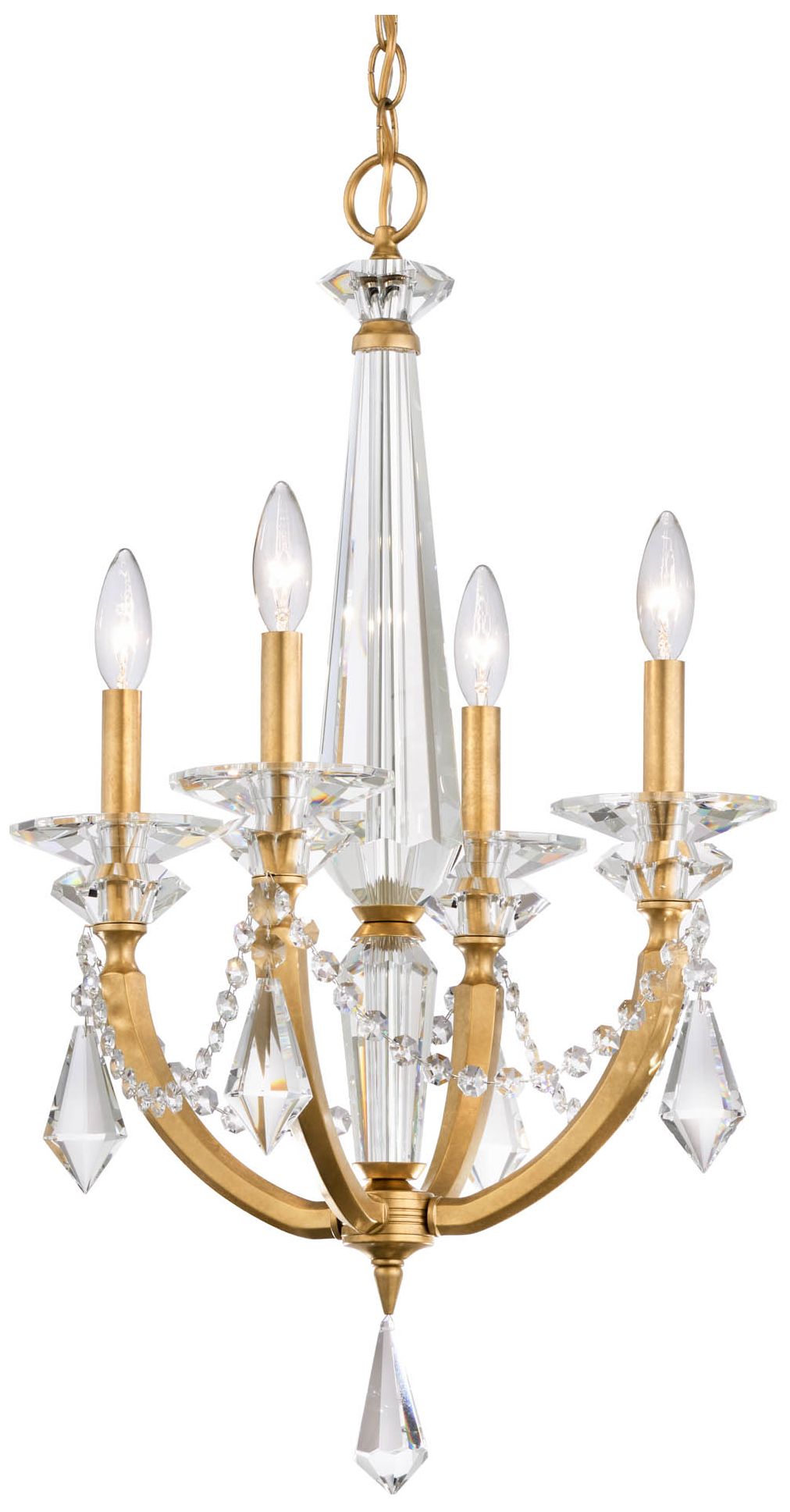 Verona 28.5"H x 16.8"W 4-Lt Crystal Chandelier in Hrlm Gold