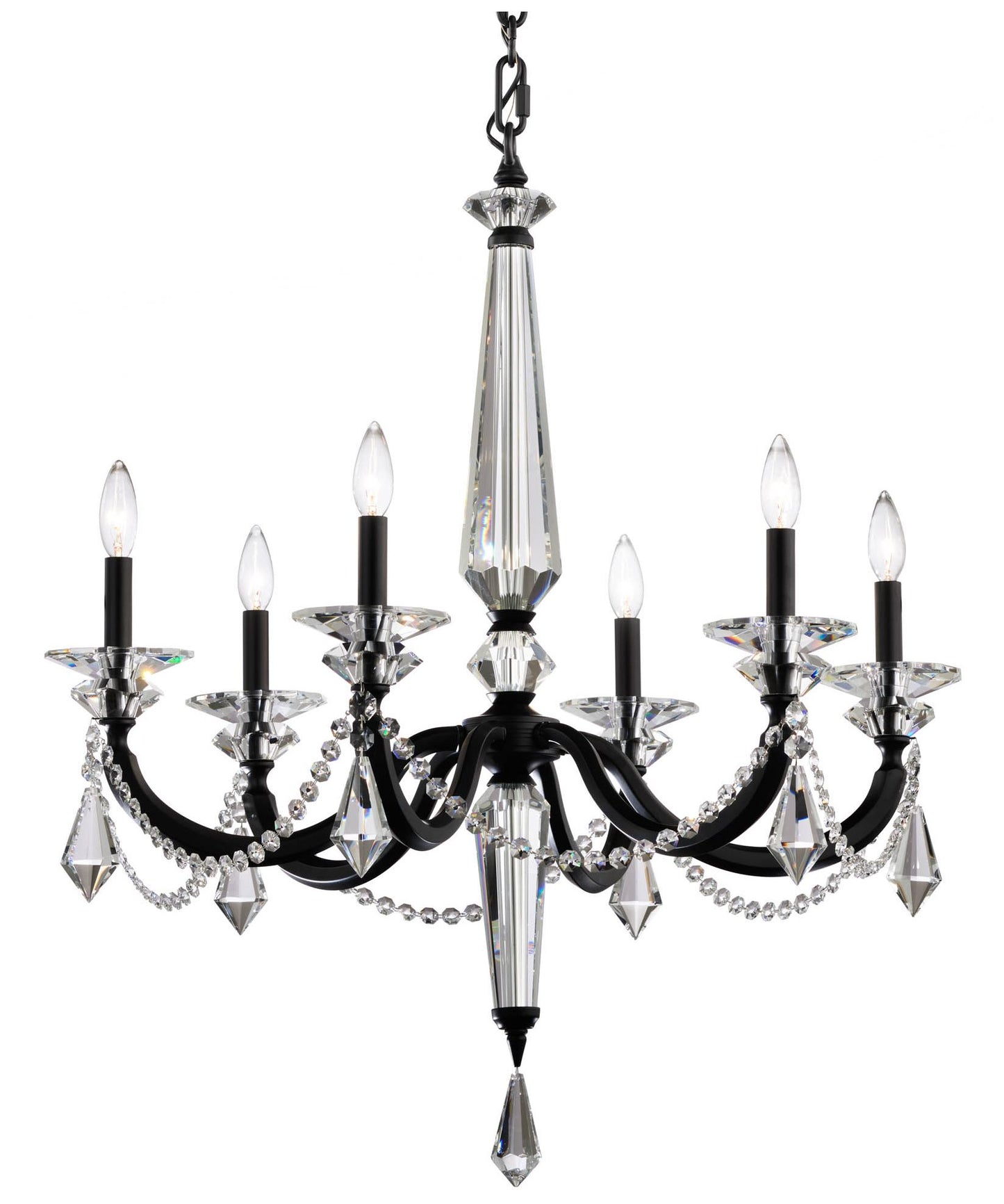 Verona 33.5"H x 29.9"W 6-Light Crystal Chandelier in Black