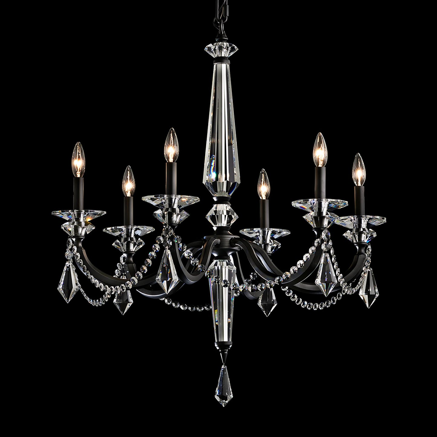 Verona 33.5"H x 29.9"W 6-Light Crystal Chandelier in Black