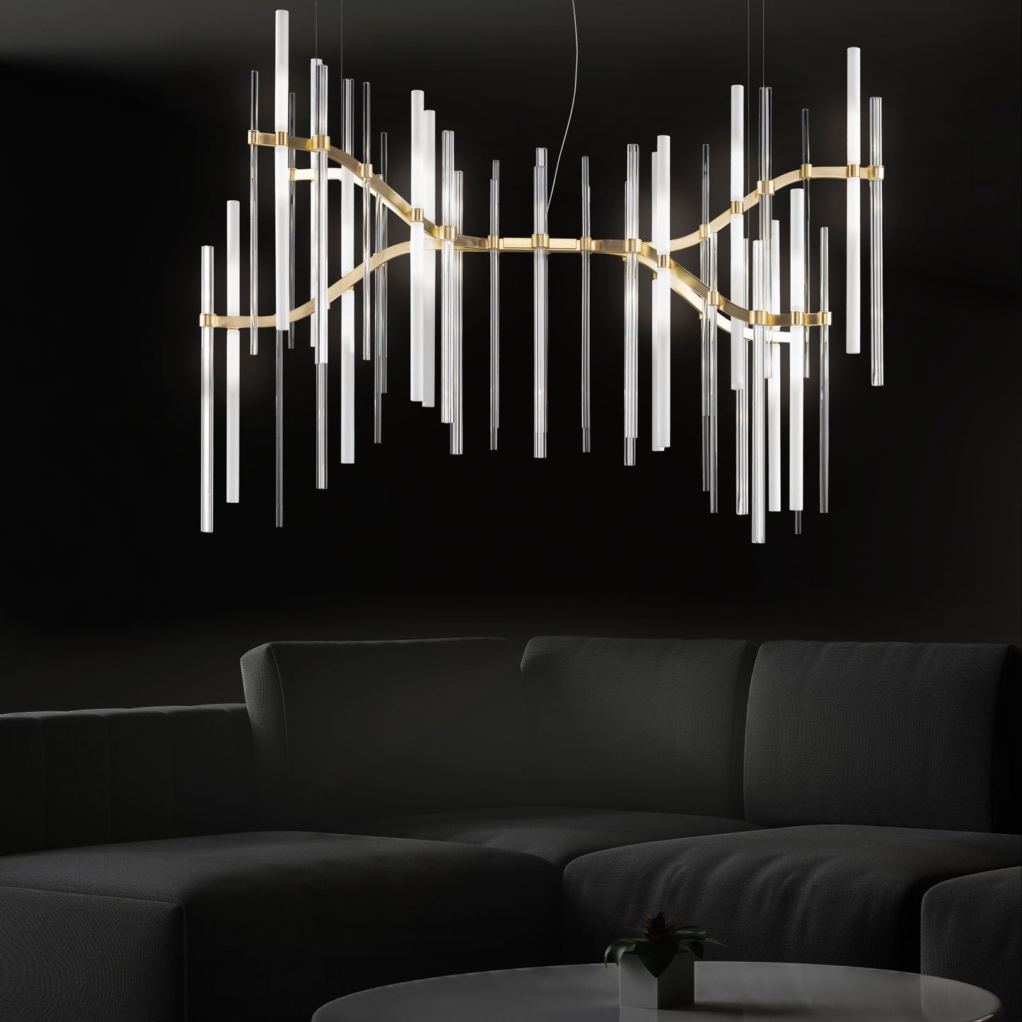 Vertical Murano Glass Tube Modern Chandelier