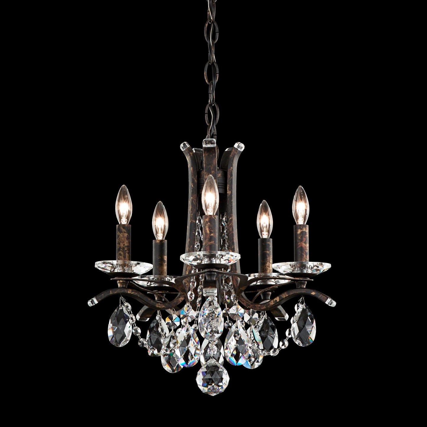 Vesca 15"W Heirloom Bronze and Crystal 5-Light Chandelier