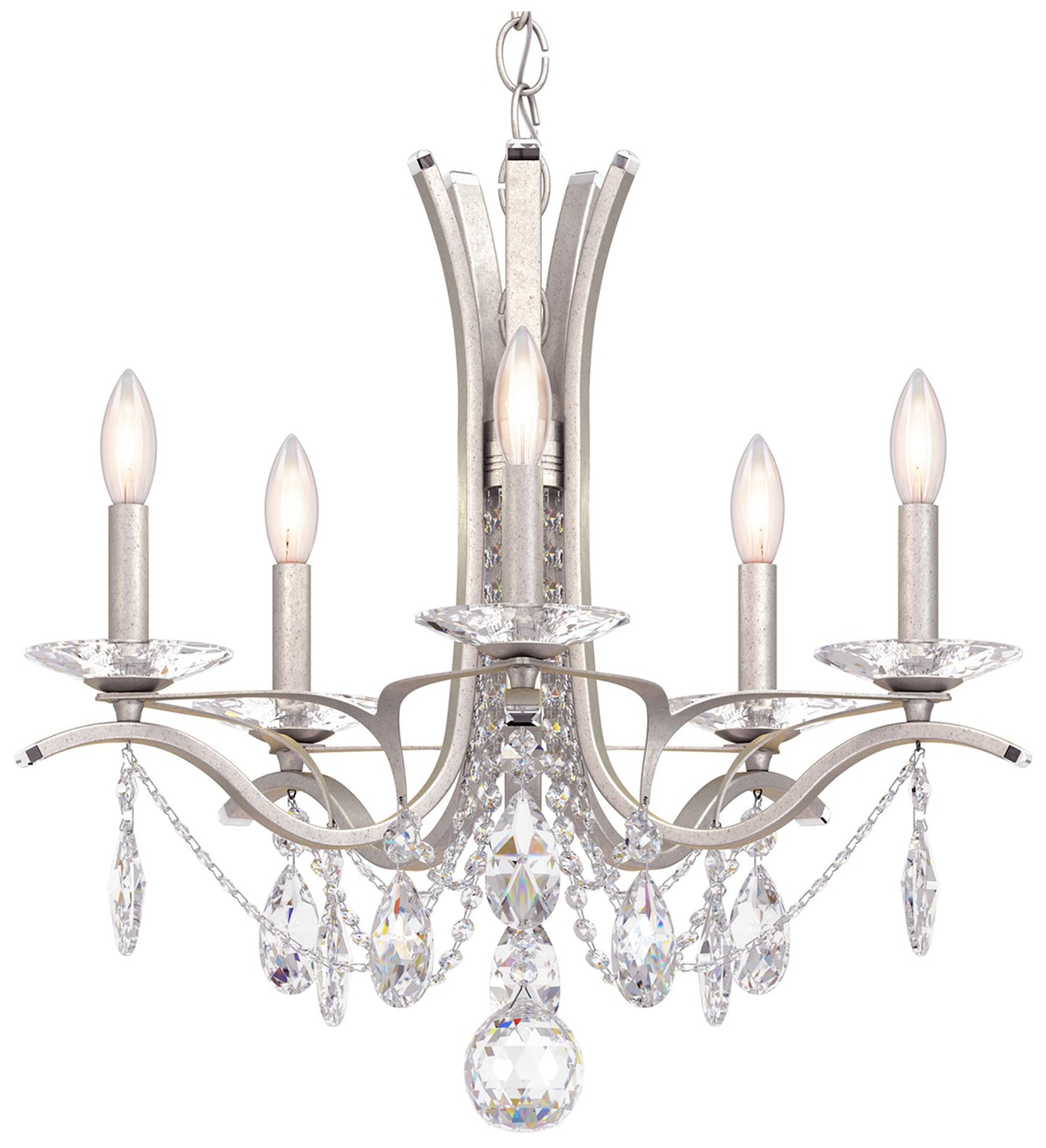 Vesca 20"H x 23"W 5-Light Crystal Chandelier in Antique Silver