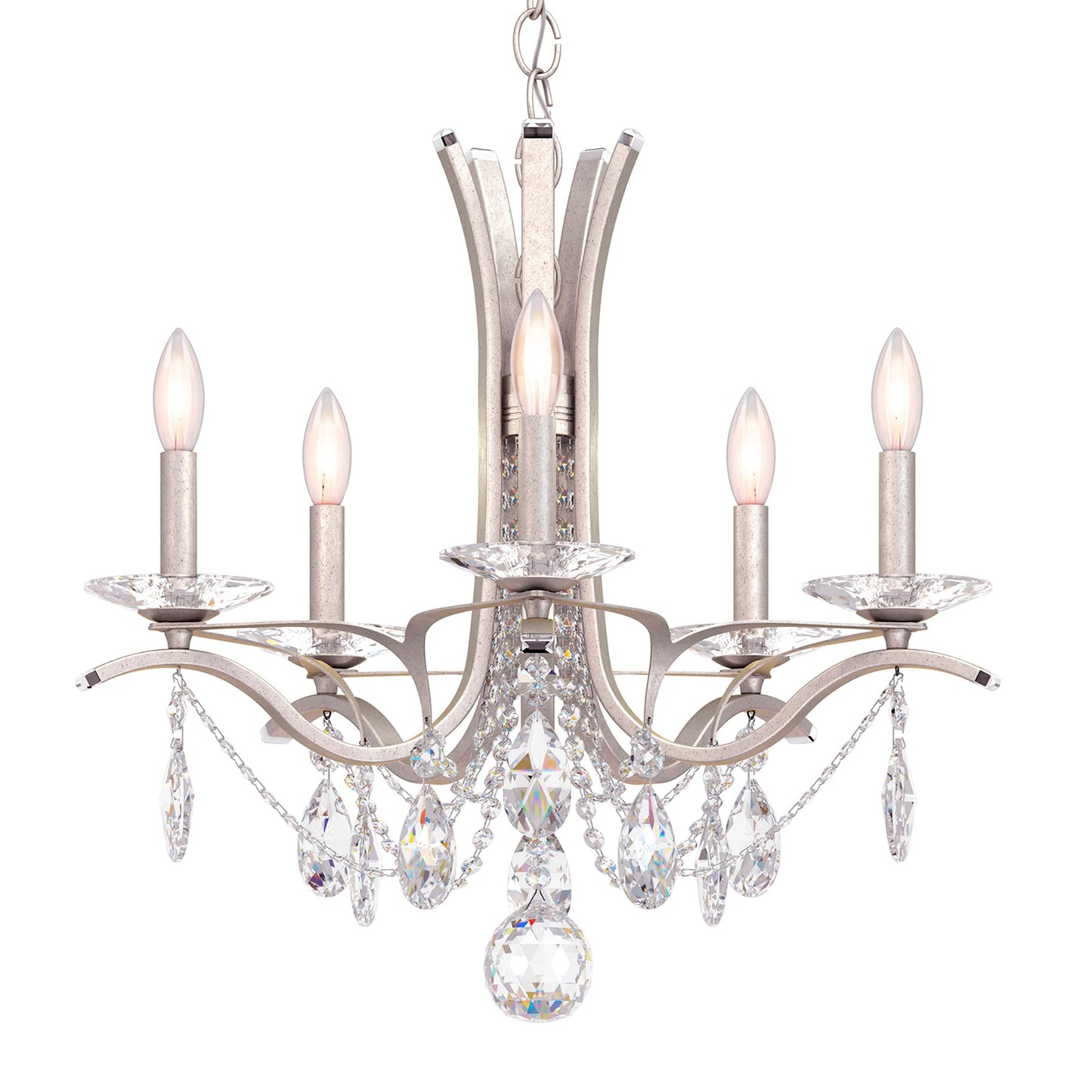 Vesca 20"H x 23"W 5-Light Crystal Chandelier in Antique Silver