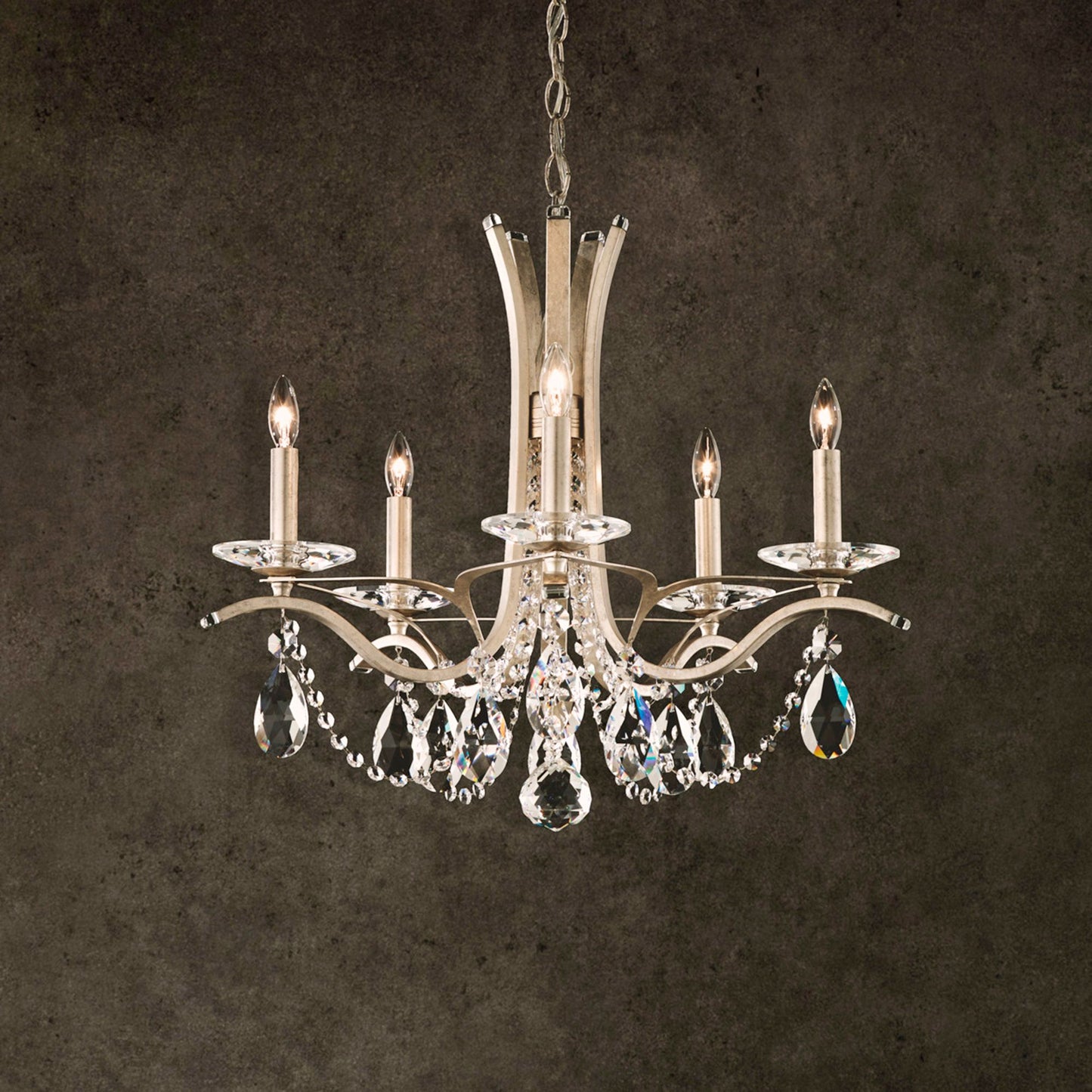 Vesca 20"H x 23"W 5-Light Crystal Chandelier in Antique Silver