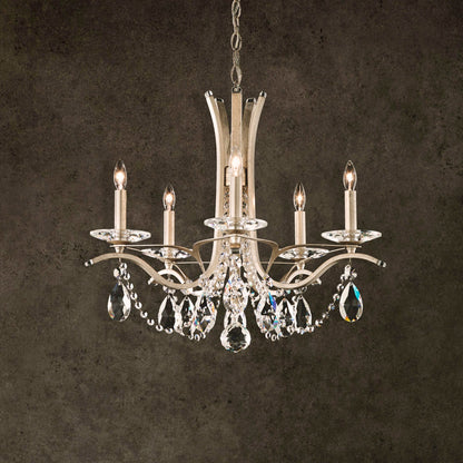 Vesca 20"H x 23"W 5-Light Crystal Chandelier in Antique Silver
