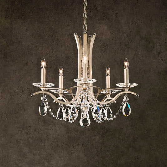 Vesca 20"H x 23"W 5-Light Crystal Chandelier in Antique Silver