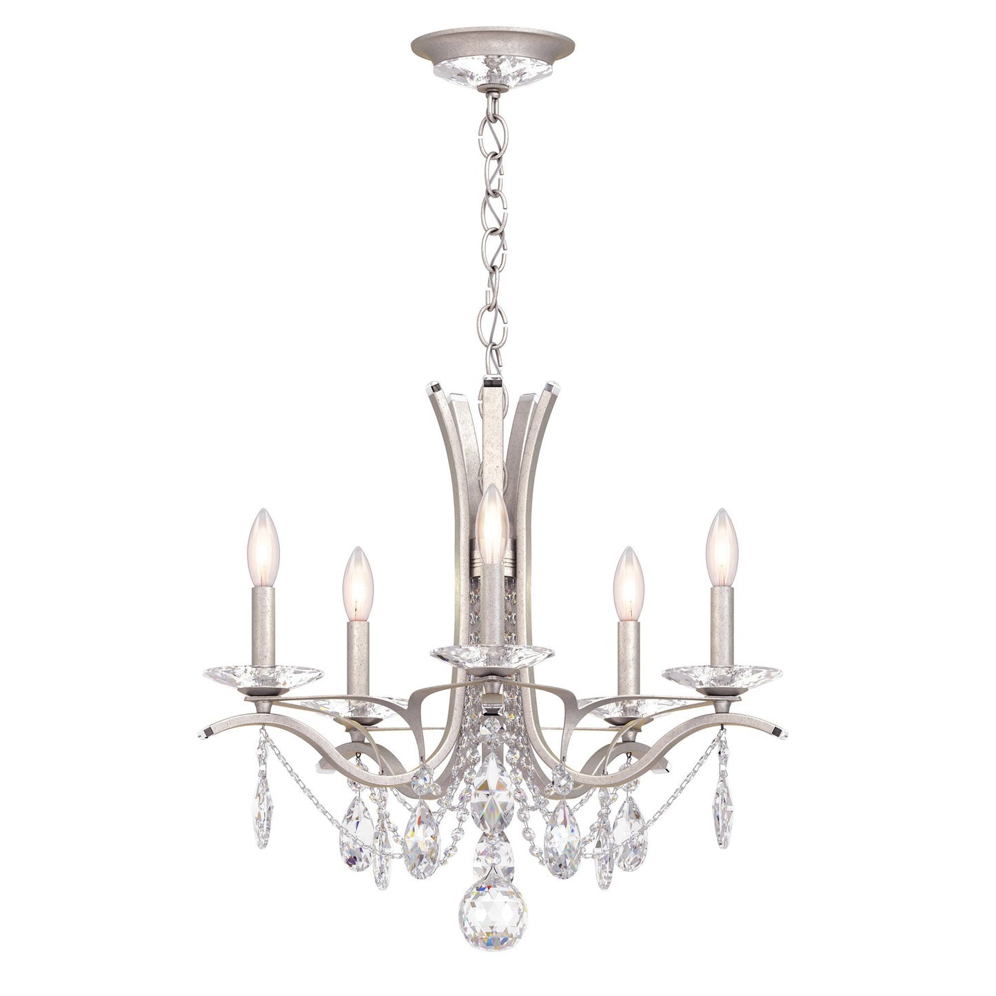 Vesca 20"H x 23"W 5-Light Crystal Chandelier in Antique Silver