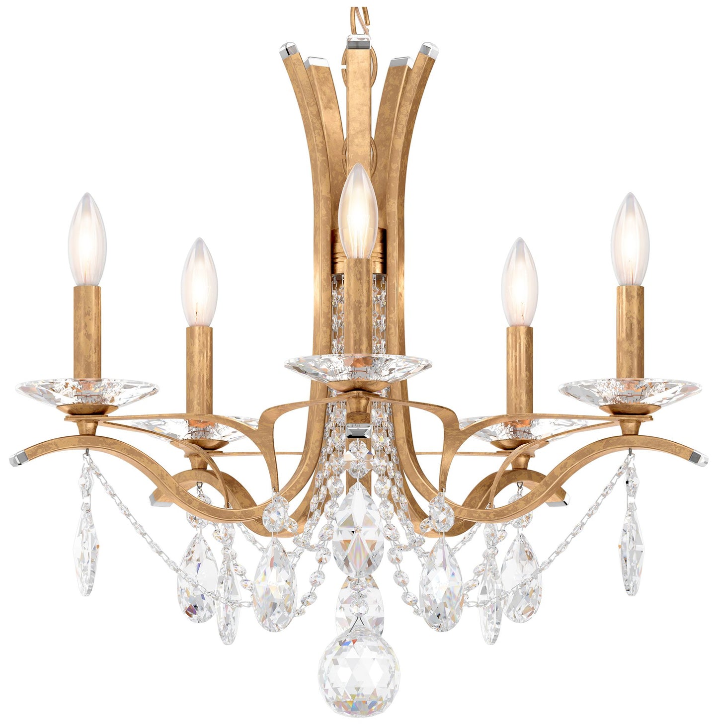 Vesca 20"H x 23"W 5-Light Crystal Chandelier in French Gold