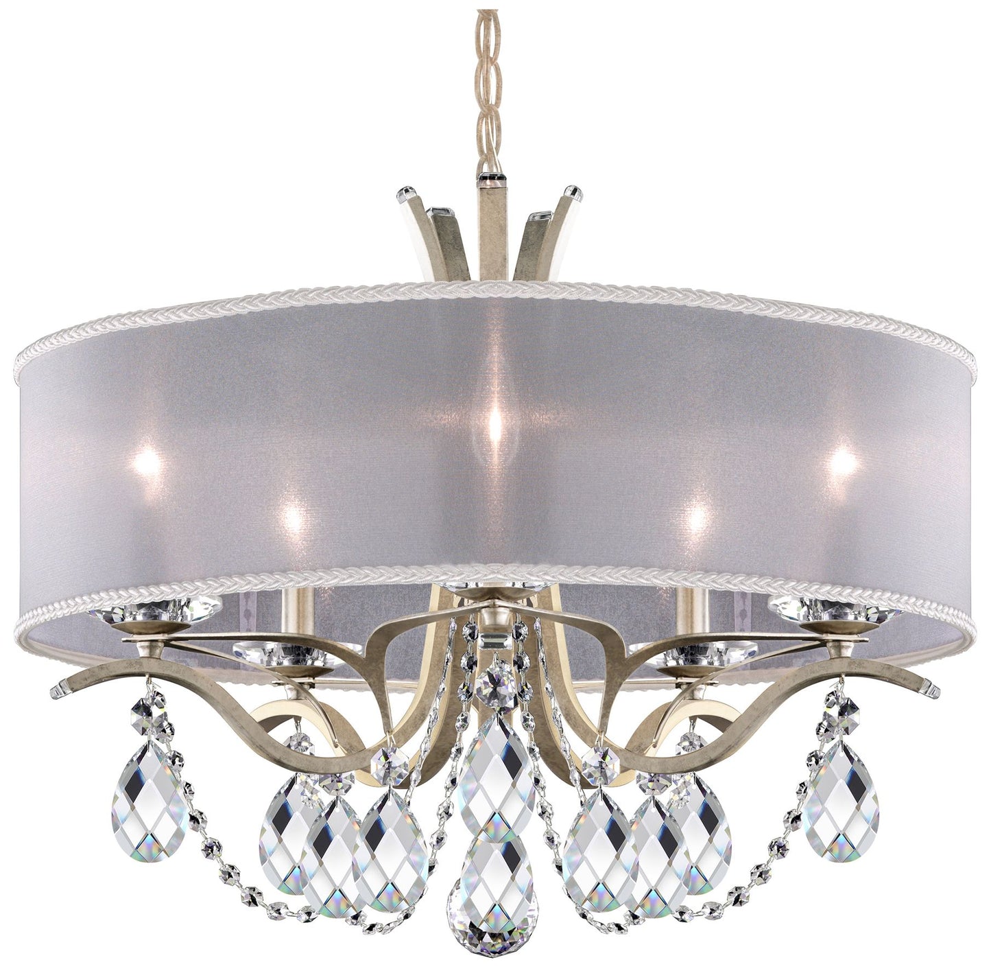 Vesca 20"H x 24"W 5-Light Crystal Chandelier in Antique Silver