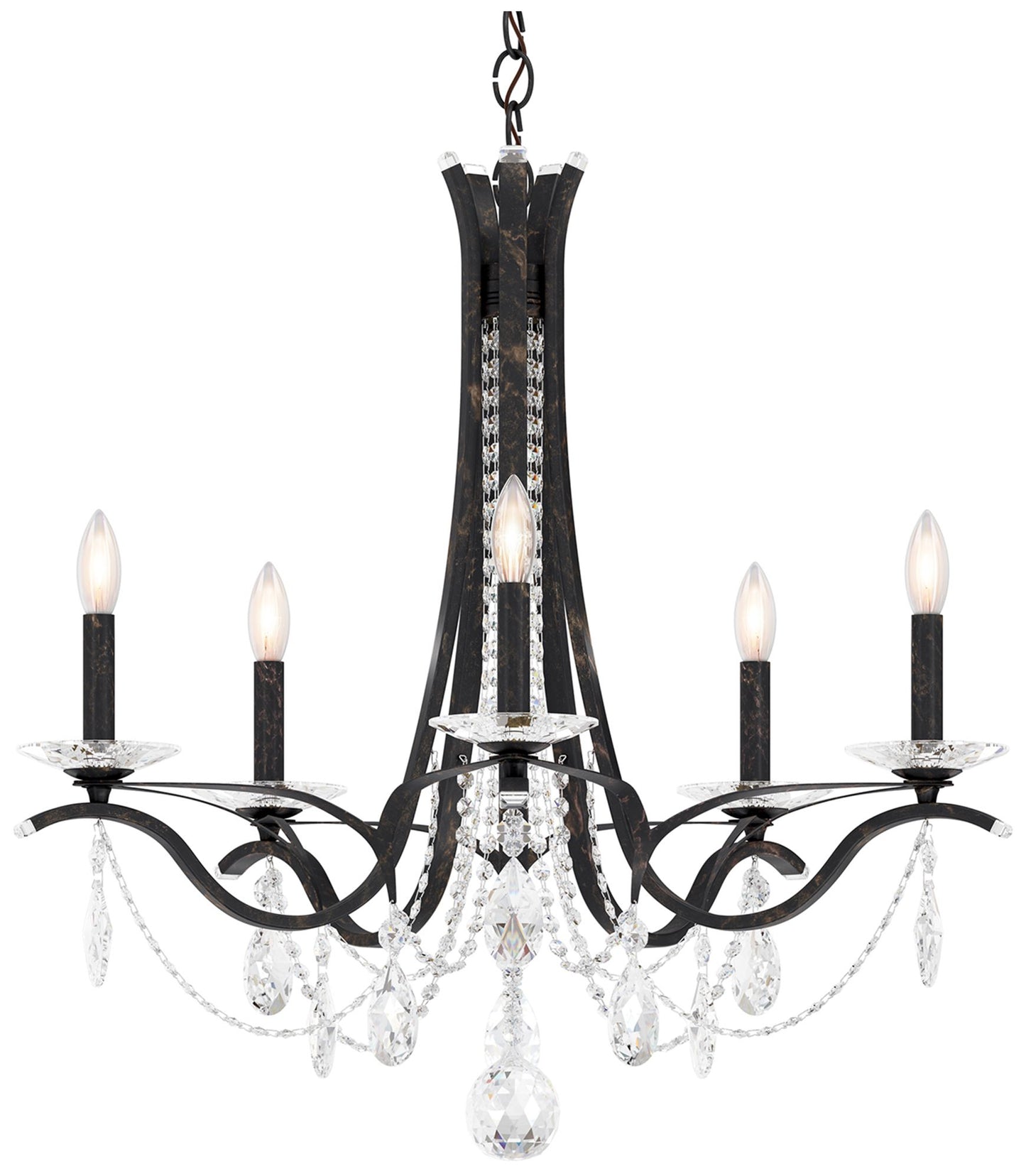 Vesca 27"H x 29"W 5-Light Crystal Chandelier in Heirloom Bronze