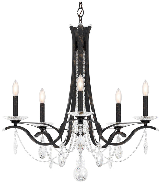 Vesca 27"H x 29"W 5-Light Crystal Chandelier in Heirloom Bronze