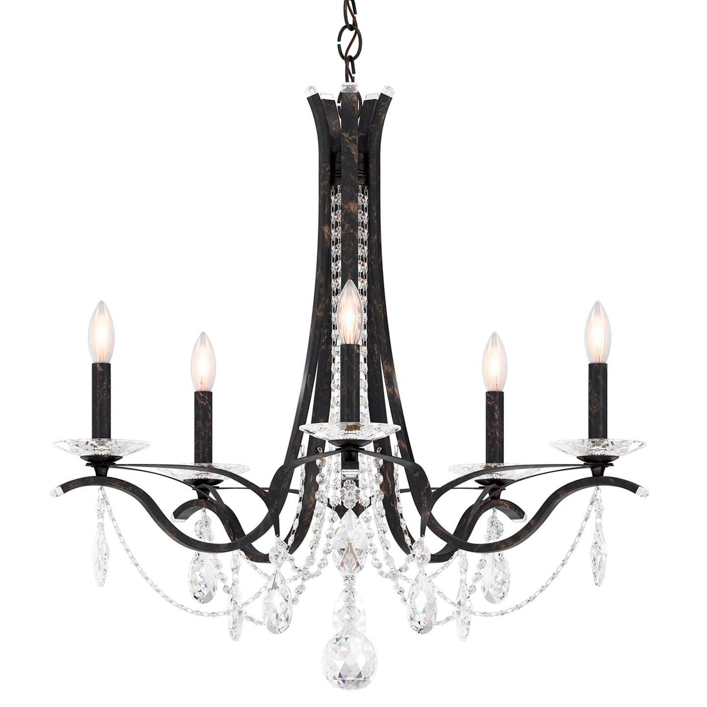 Vesca 27"H x 29"W 5-Light Crystal Chandelier in Heirloom Bronze