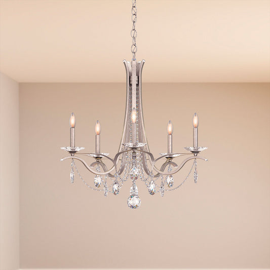 Vesca 27"H x 29"W 5-Light Crystal Chandelier in Heirloom Bronze