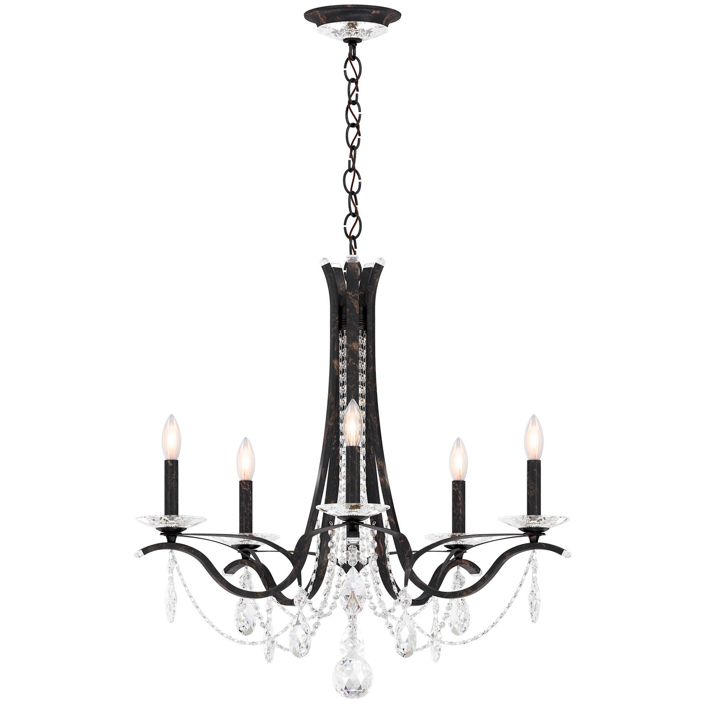 Vesca 27"H x 29"W 5-Light Crystal Chandelier in Heirloom Bronze