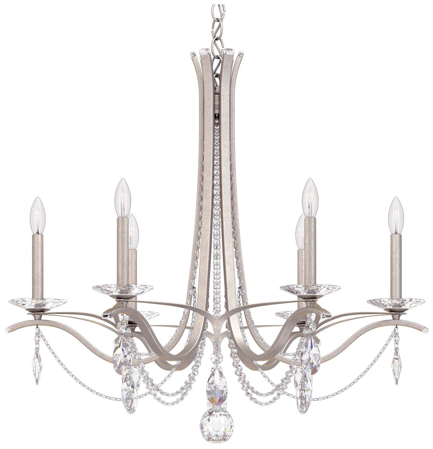 Vesca 29"H x 33"W 6-Light Crystal Chandelier in Antique Silver