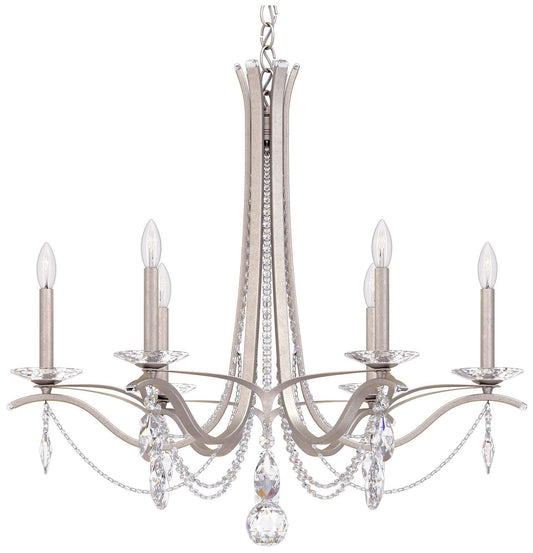 Vesca 29"H x 33"W 6-Light Crystal Chandelier in Antique Silver