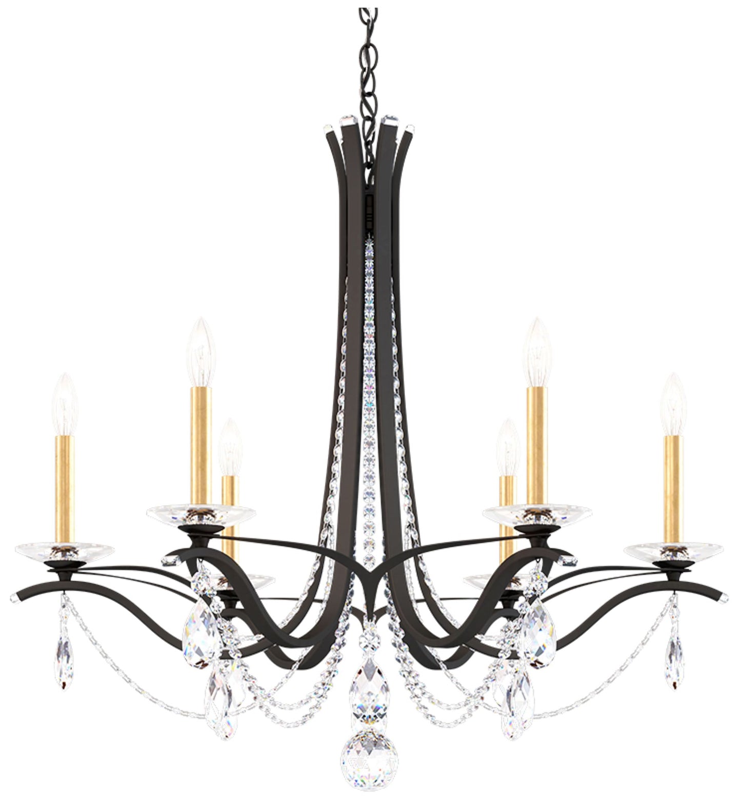 Vesca 29"H x 33"W 6-Light Crystal Chandelier in Black