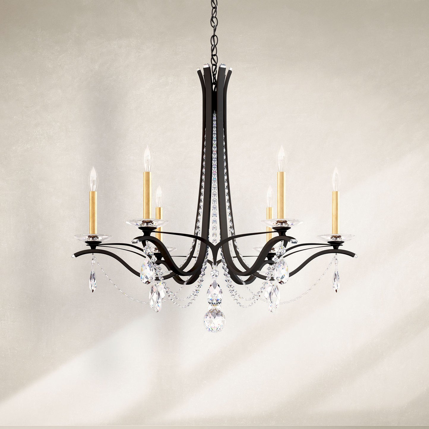 Vesca 29"H x 33"W 6-Light Crystal Chandelier in Black