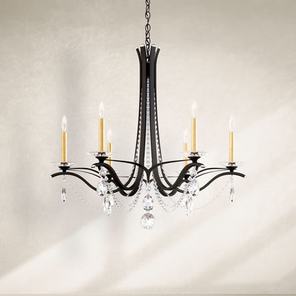 Vesca 29"H x 33"W 6-Light Crystal Chandelier in Black