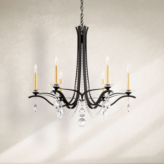 Vesca 29"H x 33"W 6-Light Crystal Chandelier in Black