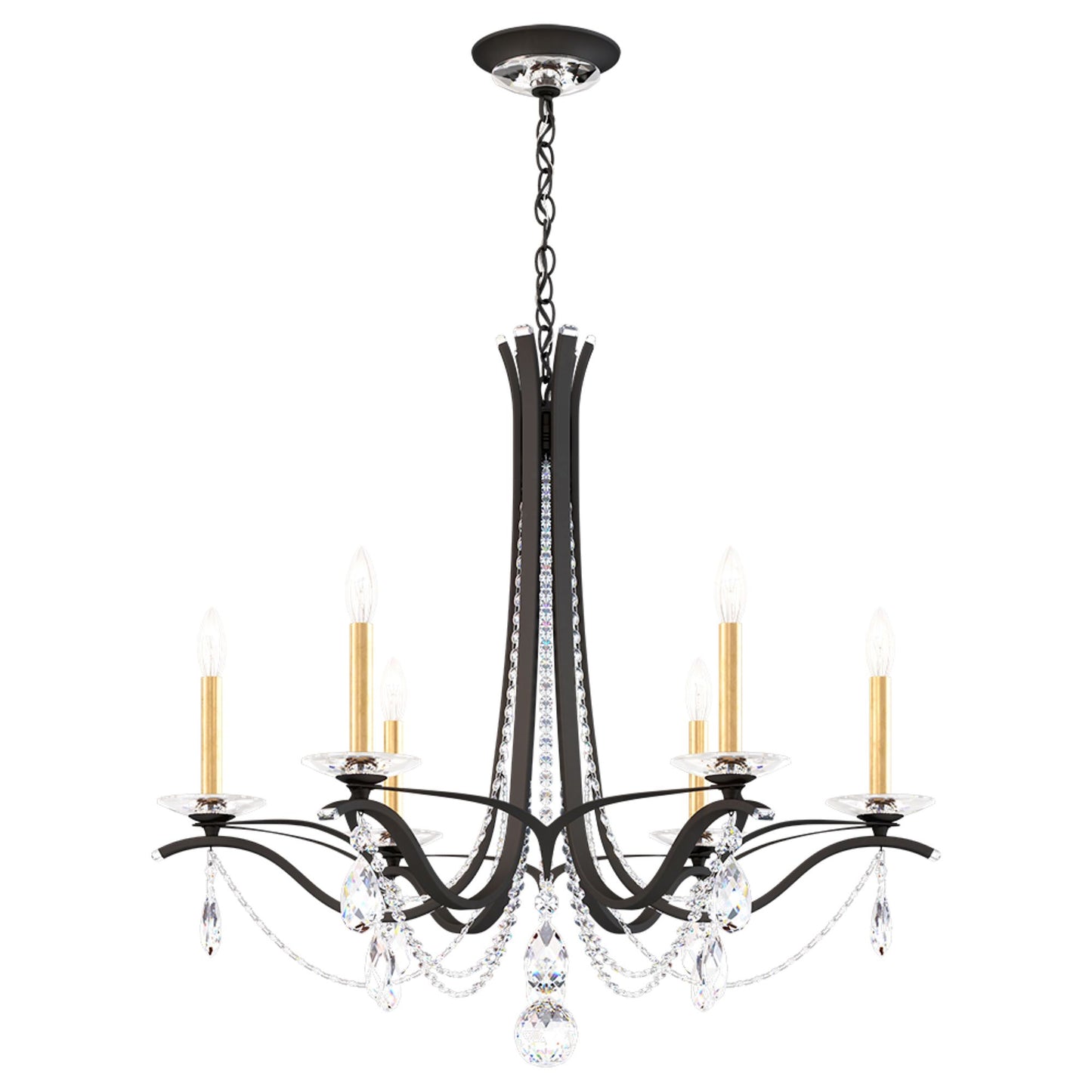 Vesca 29"H x 33"W 6-Light Crystal Chandelier in Black